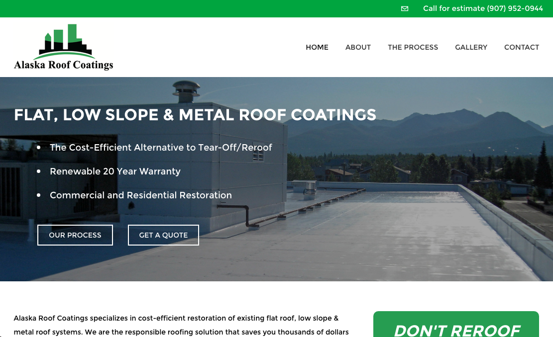 Alaska Roof Coatings website
